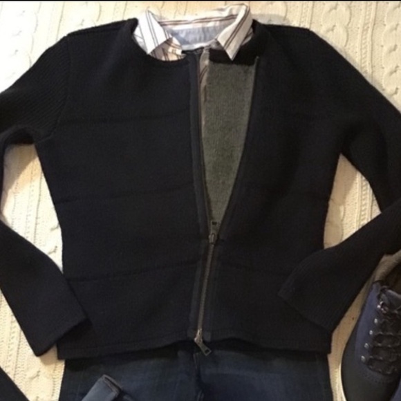 NEW GAP DOUBLE LAYER THICK KNIT MOTO SWEATER JACKET - ASYMMETRICAL METAL ZIPPER - Picture 11 of 11